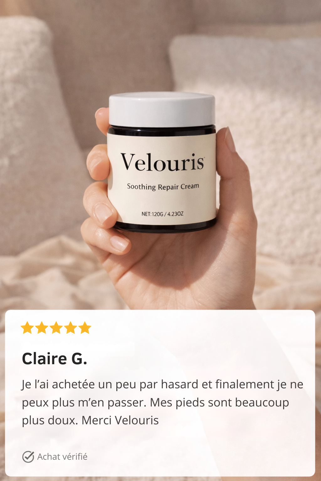 Velouris — Crème réparatrice & apaisante pour pieds secs et sensibles